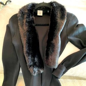 Cabi knit coat with faux fur collar.